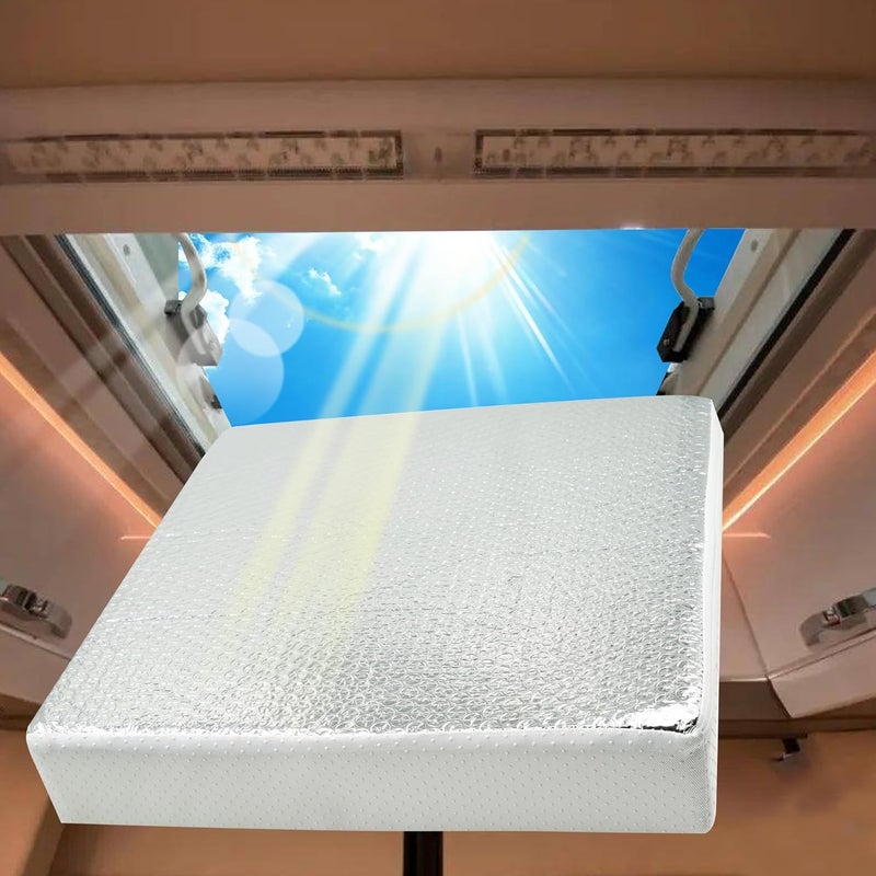 runfider 14"x14"x3" Universal Vent Insulator, RV Skylight Cover with Reflective Surface, Skylight Shade for Energy Savings and Sunroof Fits 14 Inch X 14 Inch RV/Camper Vents - Image 1